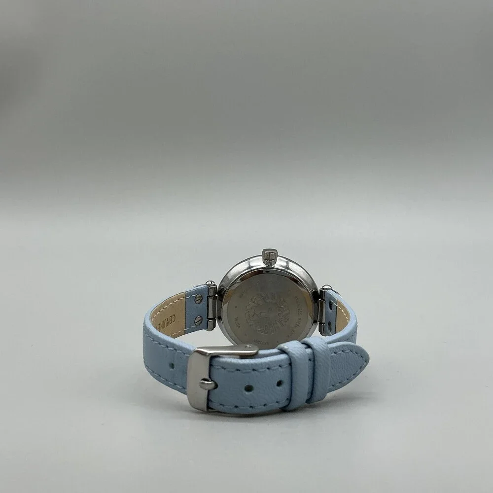 Anne Klein Womens Watch 34mm Silver Tone Blue Leather AK/3384 New Battery